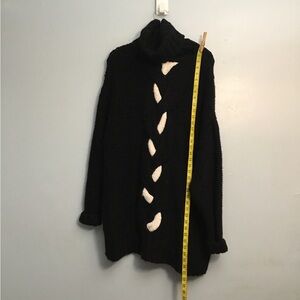 Zara Black Turtleneck Sweater with Front Cutout Detail